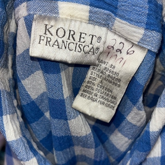 KORET Upscale Plaid Checkered Butrin Down Blouse Shirt Sz L - Picture 5 of 5